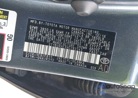 2017 Toyota Corolla Le from USA, damaged, VIN 2T1BURHEXHC782343